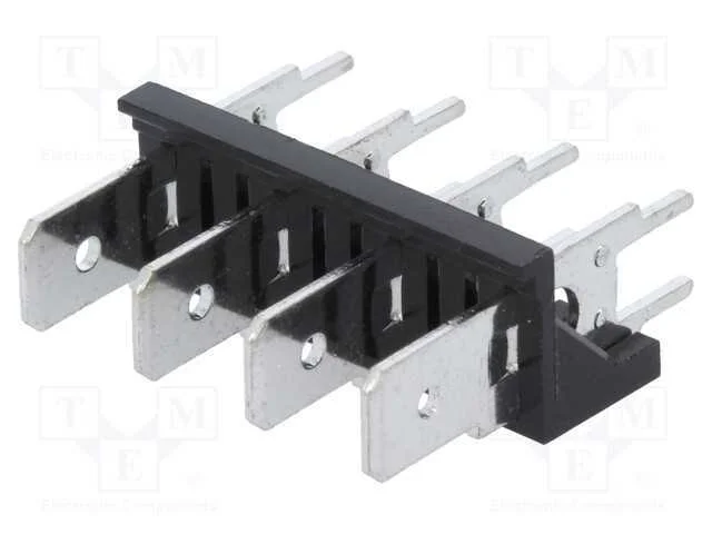 Conetor: Listel de Conectores, 6,3mm, Tht, 250v, Simples, Faixas: 4