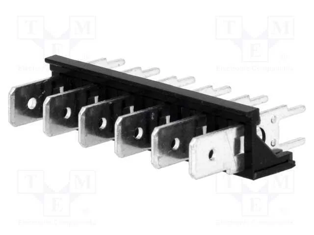 Conetor: Listel de Conectores, 6,3mm, Tht, 250v, Simples, Faixas: 6