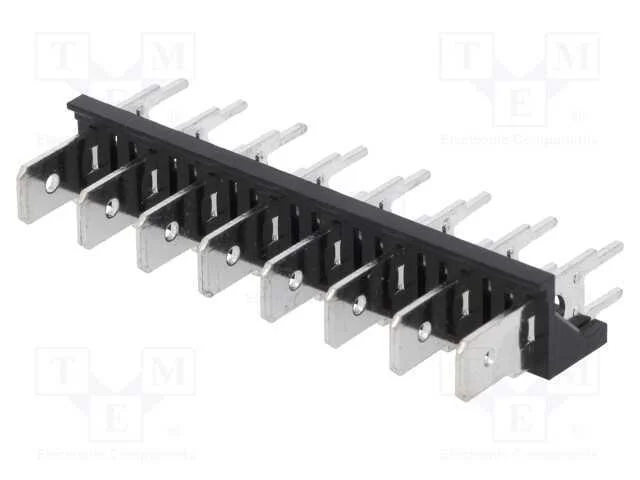Conetor: Listel de Conectores, 6,3mm, Tht, 250v, Simples, Faixas: 8