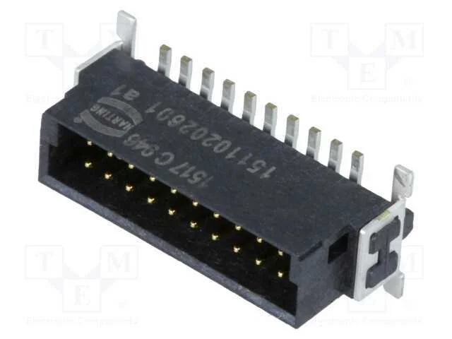 Conector: Placa- Fio/Placa, Macho, Pin: 20, 1,27mm, Har-Flex, 2,3a