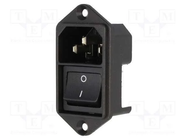 Conector: de alimentação, tomada, macho, 10A, 250.