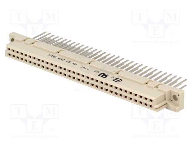 Ficha, Din 41612, Tipo B, Fêmea, Pin: 64, A+B, Ligação Wire-Wrap