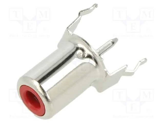 Tomada, Rca, Fêmea, Simples, Tht, Niquelado, Designador: Vermelho