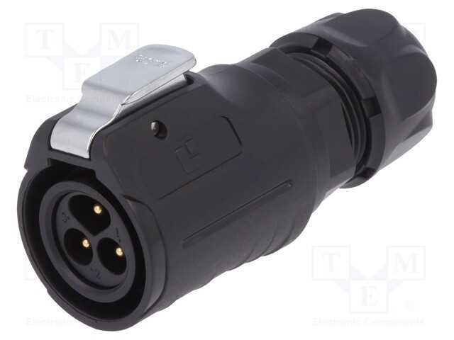 Conector: Redondos, Ficha, Tamanho 16, 02, Macho, Pin: 3, com Trinco