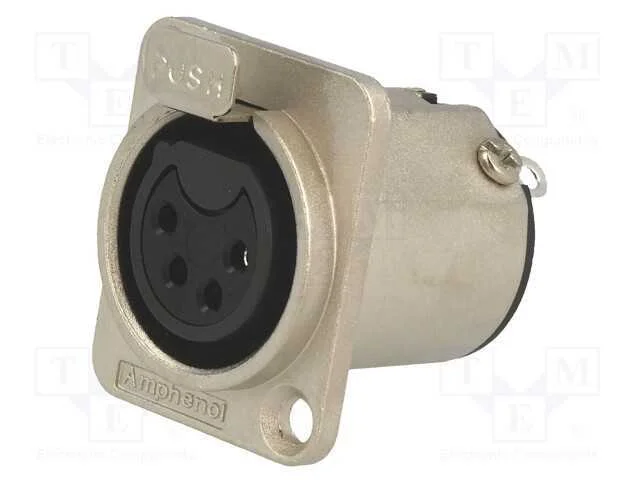 Tomada, Xlr, Fêmea, Pin: 4, Simples, com o Botão, Solda, Estanhado