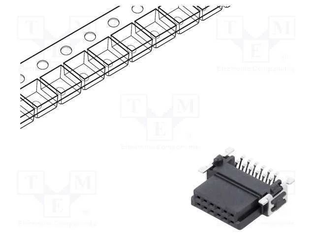 Conector: Placa-Placa, Fêmea, Pin: 12, 1,27mm, -55÷125c, Ul94v-0