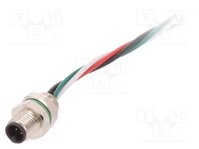 Conector: M5, Tomada, Macho, Fios, para Painel,Porca de Trás, Ip67