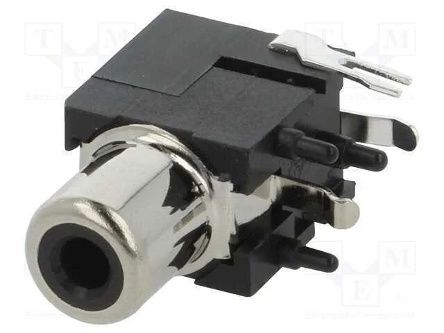Tomada, Rca, Fêmea, Angulares 90, Tht, Latão, Niquelado, para Pcb