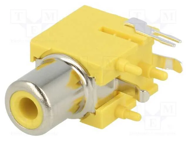 Tomada, Rca, Fêmea, Angulares 90, Tht, Latão, Niquelado, para Pcb