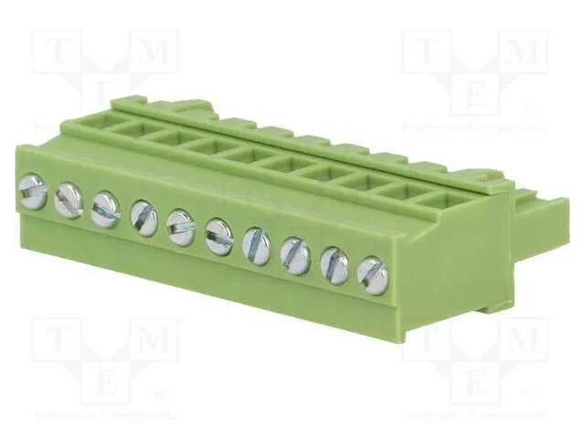 Bloco terminal separável, 5mm, faixas: 10, angula.