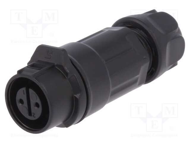 Conector: Redondos, Ficha, Tamanho 12, 02, Fêmea, Pin: 2, Ao Trinco
