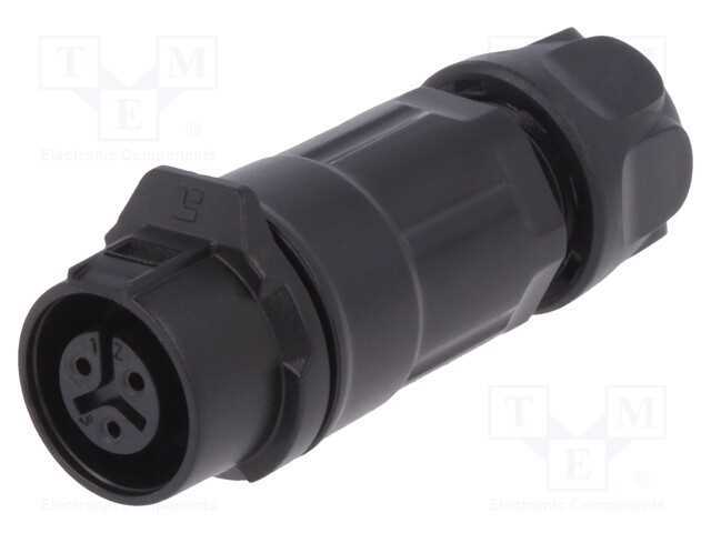 Conector: Redondos, Ficha, Tamanho 12, 02, Fêmea, Pin: 3, Ao Trinco