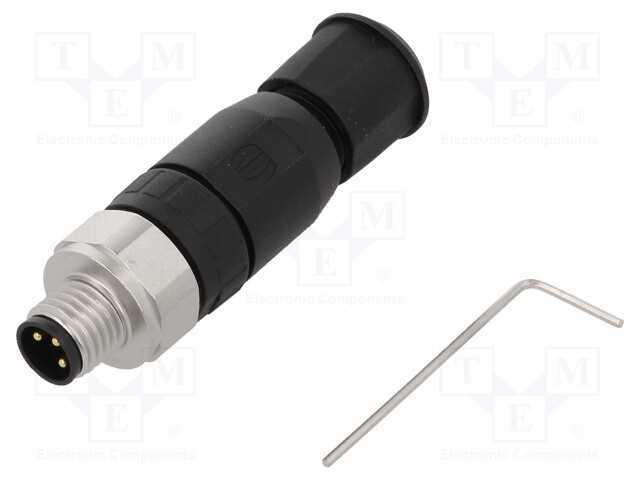 Conector: M8, macho, PIN: 3, simples, com cabo, f.