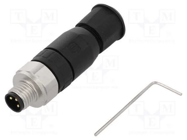 Conector: M8, Macho, Pin: 3, Simples, com Cabo, Ficha, 4a, Ip67, 60v