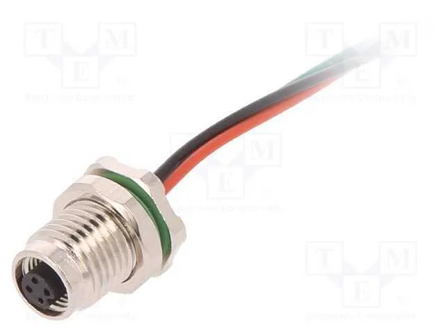 Conector: M5, Tomada, Fêmea, Fios, para Painel,Porca da Frente