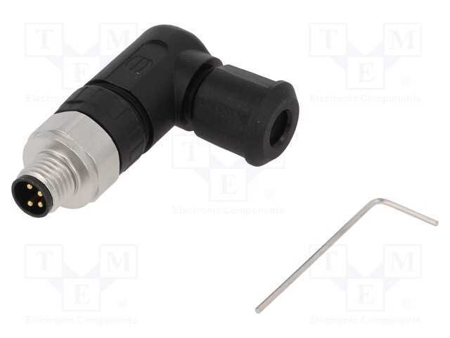 Conector: M8, macho, PIN: 4, angulares 90, com ca.