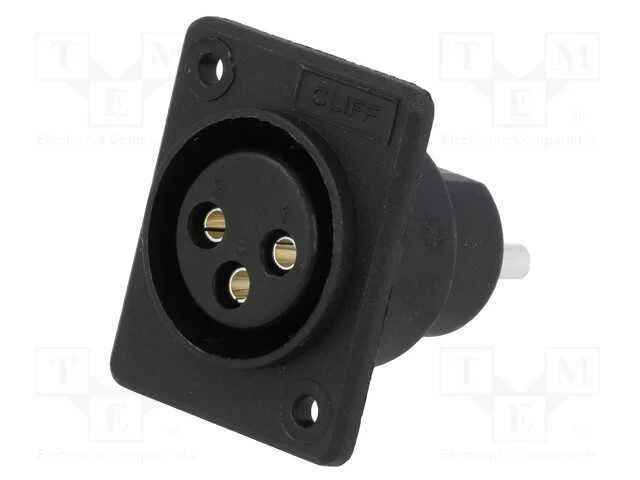 Tomada, Xlr, Fêmea, Pin: 3, para Painel,Roscado, Solda, Preta, 5a