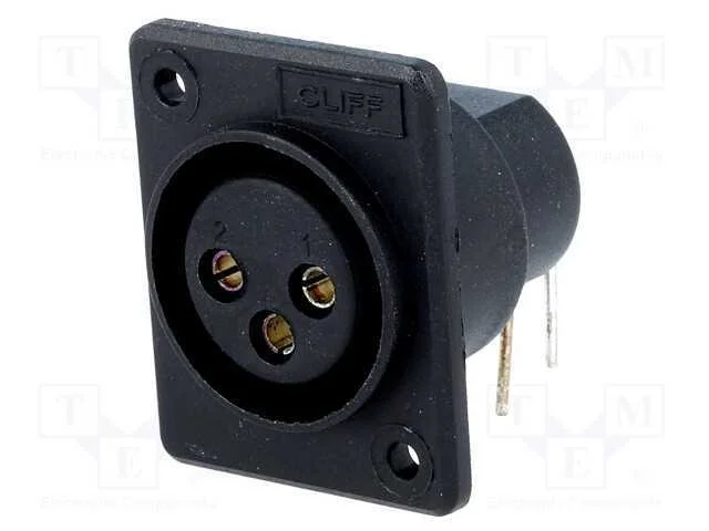 Tomada, Xlr, Fêmea, Pin: 3, Angulares 90, para Painel,Roscado, Tht