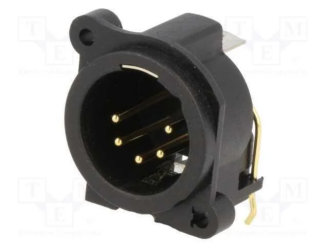 Tomada, Xlr, Macho, Pin: 5, Angulares 90, para Painel,Roscado, Tht