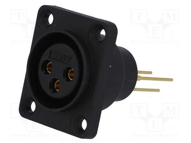 Tomada, Xlr, Fêmea, Pin: 3, Simples, Calafetadas, Tht, Dourado, 5a