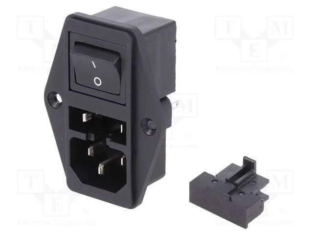 Conector: de alimentação, tomada, macho, 10A, 250.