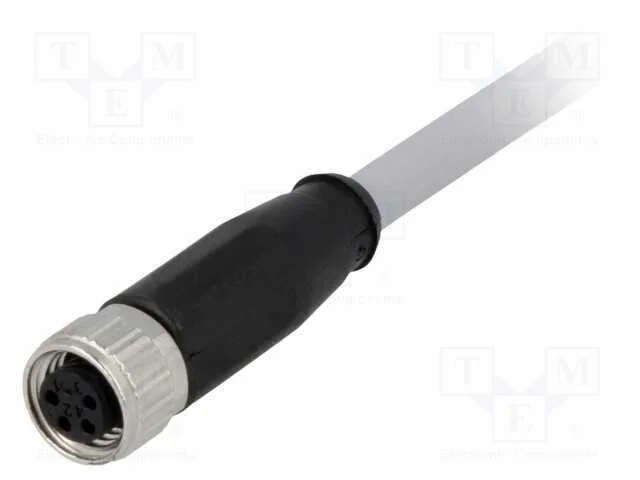 Conector: M8, Fêmea, Pin: 4, Simples, com Cabo, Ficha, 1m, Pvc
