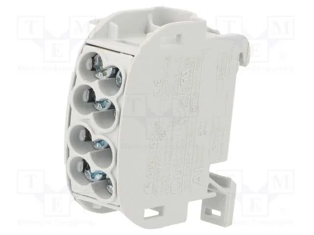 Conector: Bloco de Distribuição, 25mm2, Faixas: 1, Braçadeiras: 4