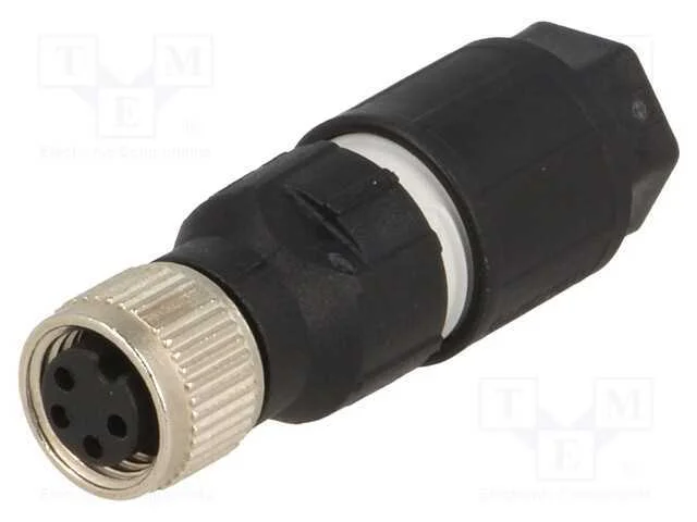 Conector: M8, Fêmea, Pin: 4, Simples, com Cabo, Ficha, Rosca Interna