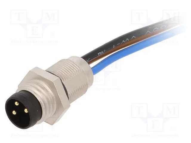 Conector: M8, Macho, Pin: 3, para Painel,Porca de Trás, Tomada