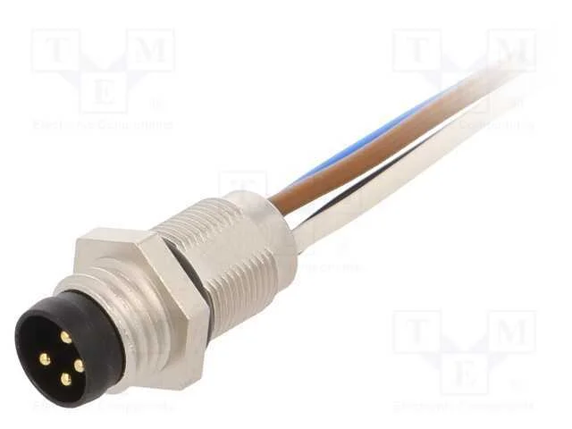 Conector: M8, Macho, Pin: 4, para Painel,Porca de Trás, Tomada
