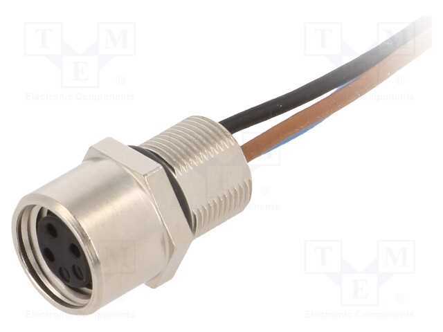 Conector: M8, fêmea, PIN: 3, para painel,porca de.