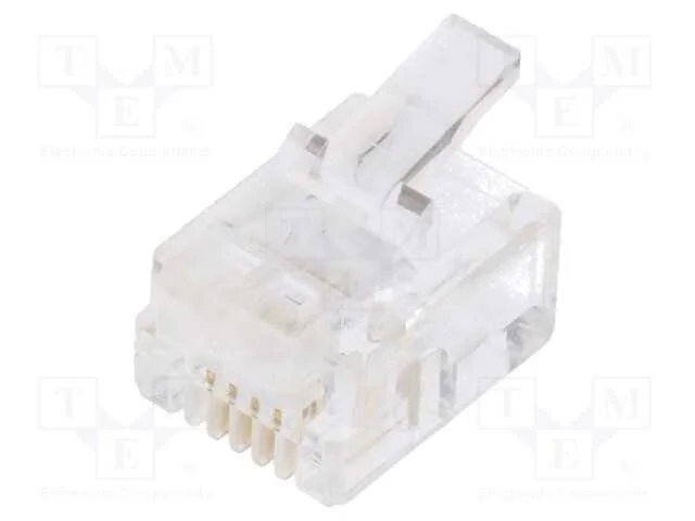 Ficha, RJ12, PIN: 4, Sistema: 6p4c, com cabo, IDC.
