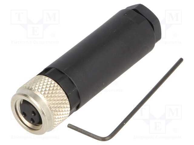 Conector: M8, fêmea, PIN: 3, simples, com cabo, f.
