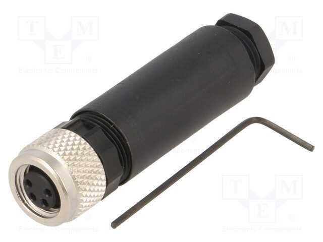 Conector: M8, fêmea, PIN: 4, simples, com cabo, f.