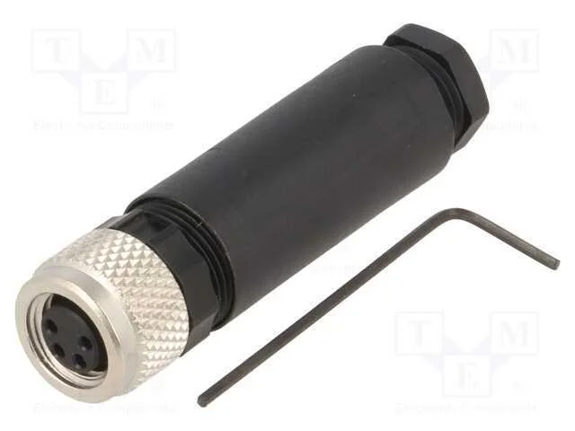 Conector: M8, Fêmea, Pin: 4, Simples, com Cabo, Ficha, Rosca Interna
