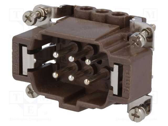 Conector: HDC, macho, 180 C, 6+PE, tamanho 44.27,.
