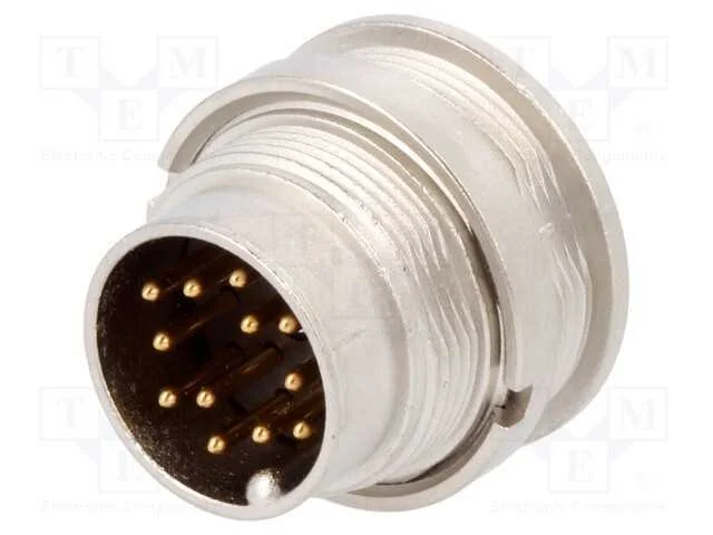 Conector: M16, tomada, macho, solda, PIN: 12, 3A,.