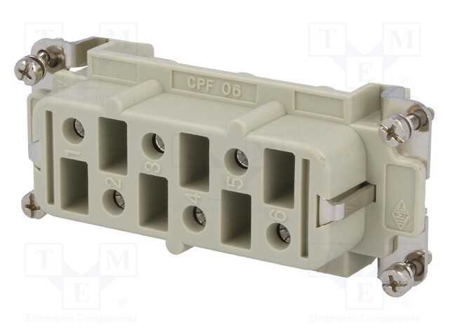 Conector: HDC, fêmea, CP, PIN: 6, tamanho 77.27, .