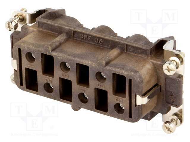 Conector: HDC, fêmea, 180 C, PIN: 6, tamanho 77.2.