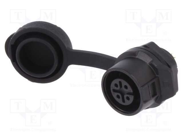 Conector: Redondos, Tomada, Tamanho 12, 02, Fêmea, Pin: 4, Ao Trinco