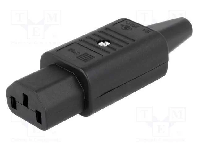 Conector: de alimentação, ficha, fêmea, 10A, 250V.