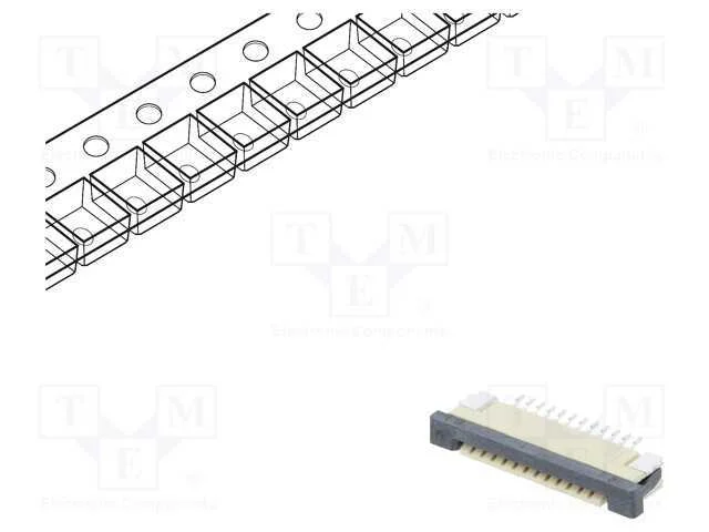 Conector: FFC/FPC, horizontais, PIN: 12, ZIF, SMT.