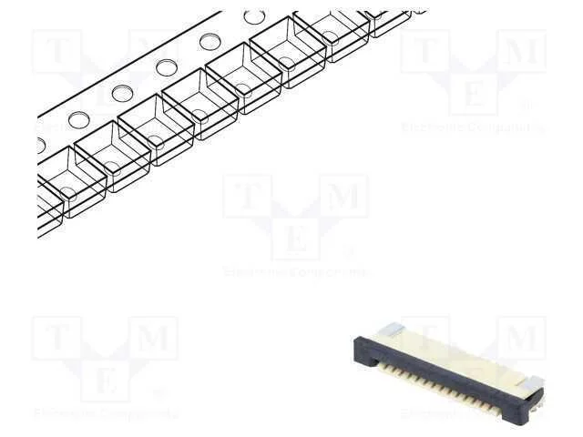 Conector: FFC/FPC, horizontais, PIN: 14, ZIF, SMT.