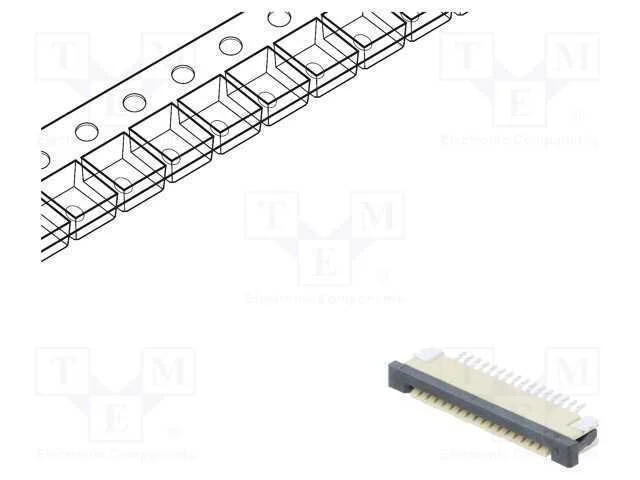 Conector: FFC/FPC, horizontais, PIN: 16, ZIF, SMT.
