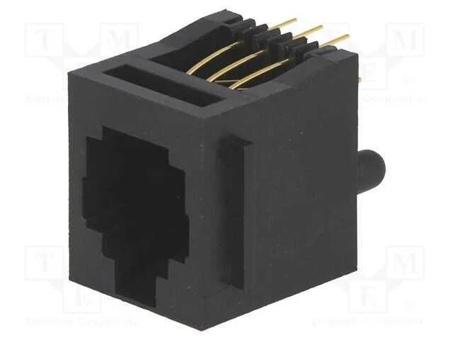 Tomada, Rj12, Pin: 6, com o Bloqueio Painel Stop, Poliéster, Tht