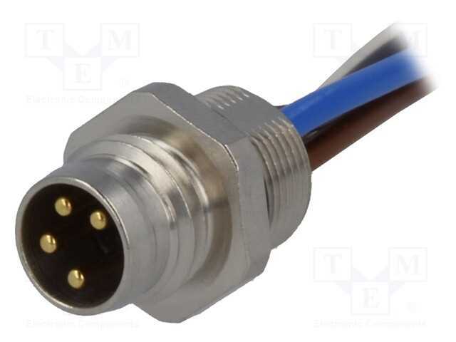 Conector: M8, 0,2m, macho, PIN: 4, para painel,ro.