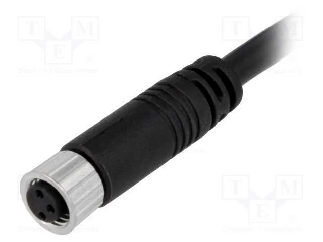 Conector: M8, 5m, Fêmea, Pin: 3, Simples, Ficha, 3a, Ip67, 60v