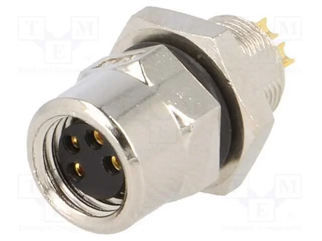 Conector: M8, Fêmea, Pin: 4, para Painel,Porca de Trás, Tomada