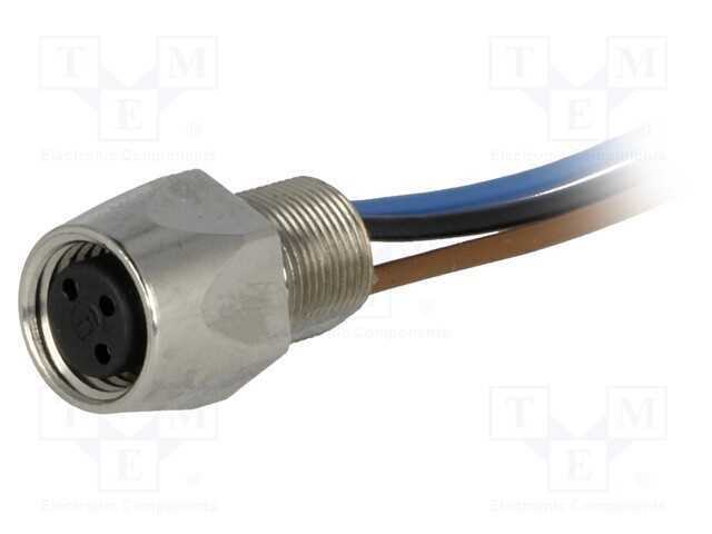 Conector: M8, 0,5m, fêmea, PIN: 3, com cabos, par.