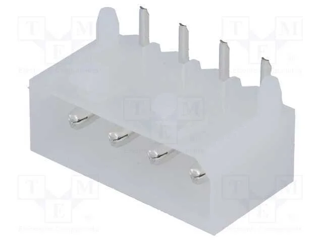 Tomada, fio-placa, macho, PIN: 4, THT, 6A, 250VDC.